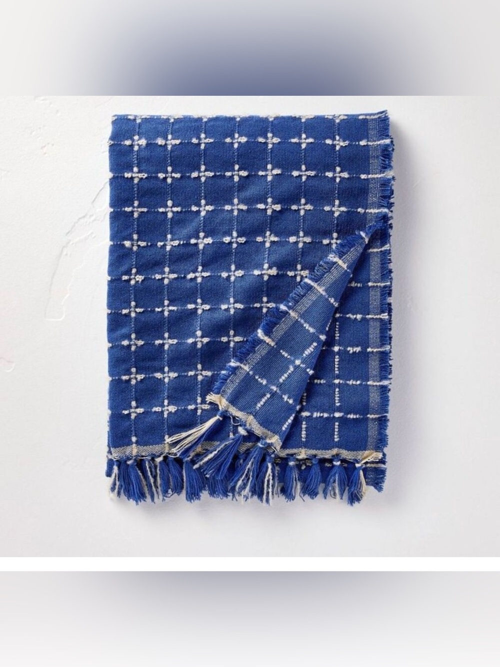 NEW! Hearth & Hand w/Magnolia Patterned Throw Blanket, Blue, 60”x50”